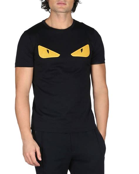 fendi men t shirt black yellow|fendi eyes t shirt men's.